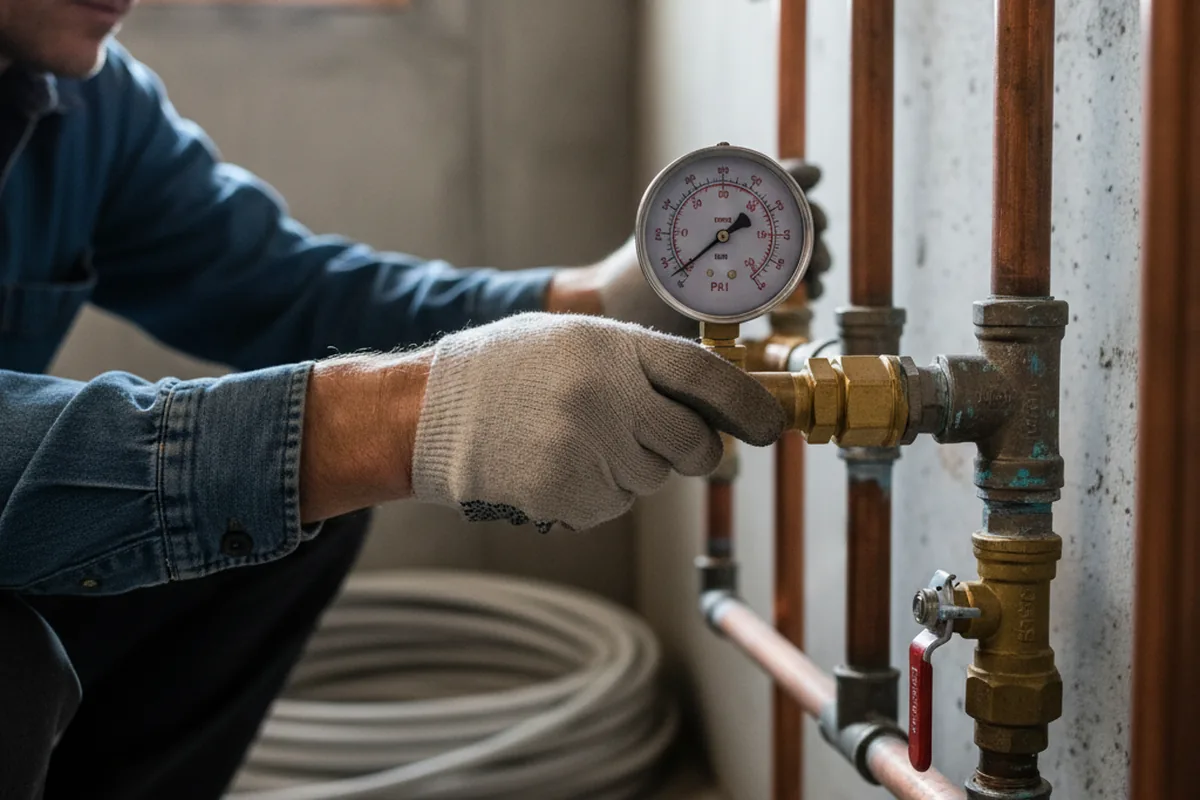 Pressure testing a repaired line during Water Line Repair in Ithaca